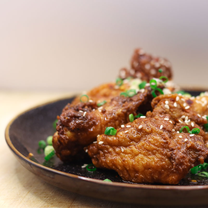 Soy Honey Garlic Wings on a plate