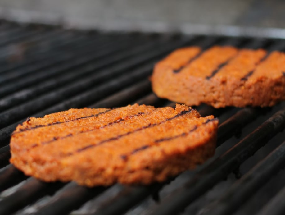 soy patties on the grill