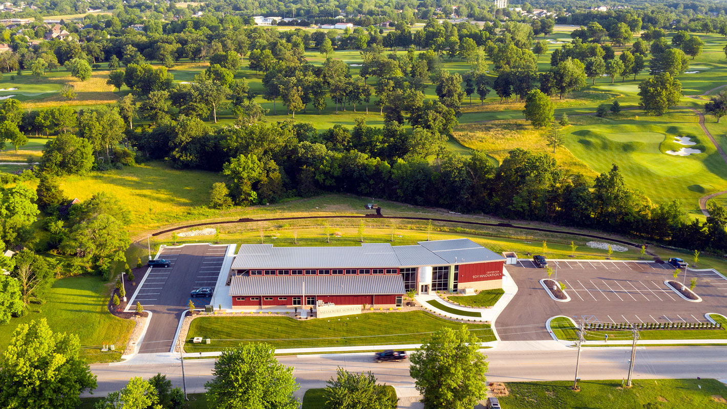 Aerial view of center for soy innovation building