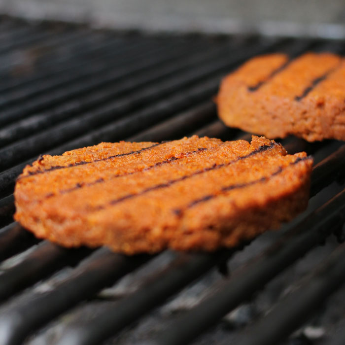 soy burger on grill